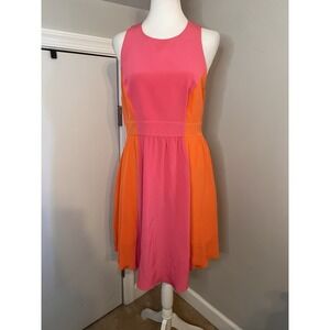 Annie Griffin Pink And Orange Silk A Line Dress 8
